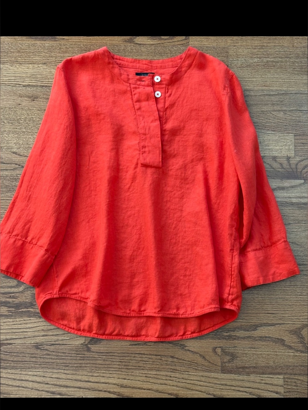 J.Crew Women’s Linen Orange Tunic Top with 3/4 length sleeves, Size M, $30